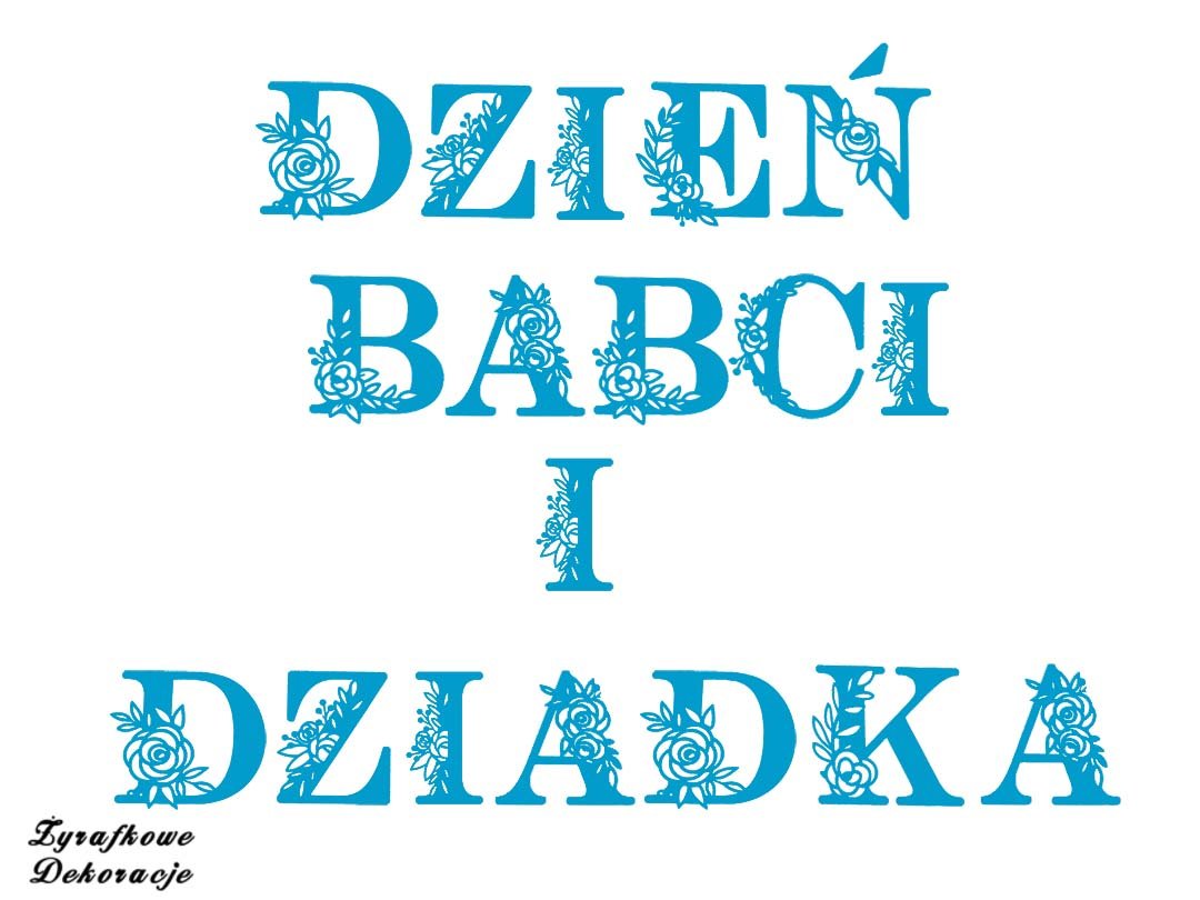 Napis Dzień Babci i Dziadka z różami niebieski2